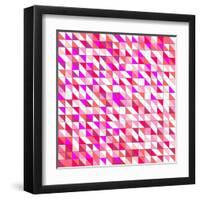 Tile Vector Pattern with White, Red, Orange, Pink and Violet Triangle Mosaic Background-IngaLinder-Framed Art Print