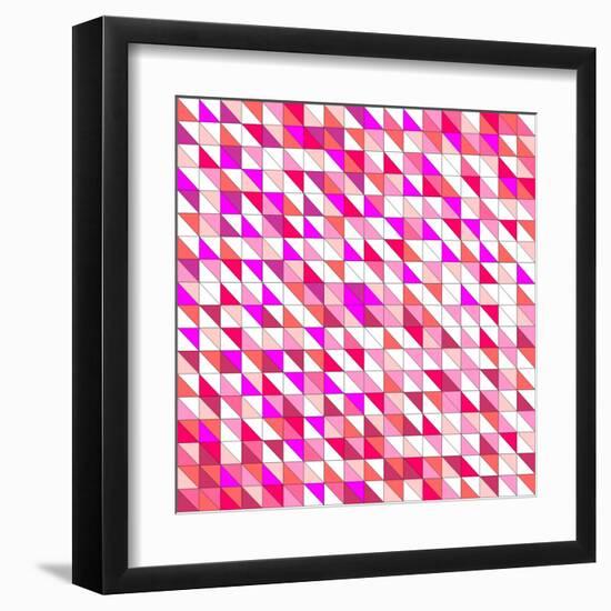 Tile Vector Pattern with White, Red, Orange, Pink and Violet Triangle Mosaic Background-IngaLinder-Framed Art Print