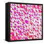 Tile Vector Pattern with White, Red, Orange, Pink and Violet Triangle Mosaic Background-IngaLinder-Framed Stretched Canvas