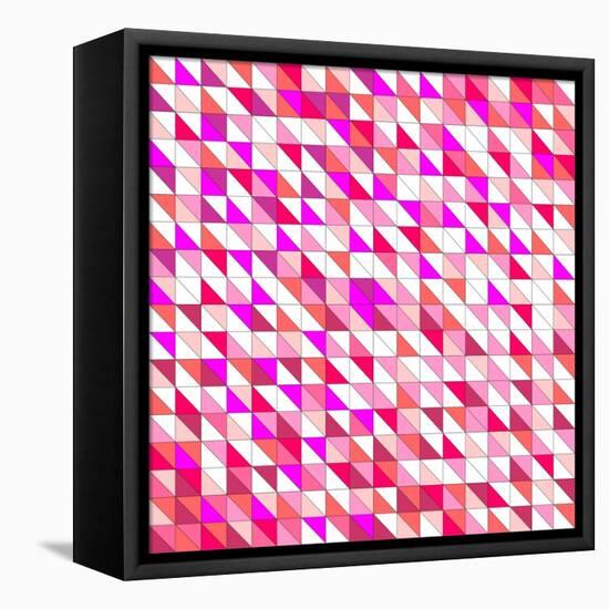 Tile Vector Pattern with White, Red, Orange, Pink and Violet Triangle Mosaic Background-IngaLinder-Framed Stretched Canvas