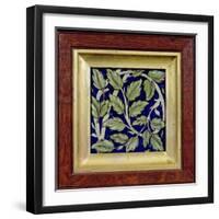 Tile with a Leaf Design (Pottery)-William De Morgan-Framed Giclee Print