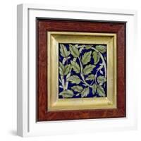 Tile with a Leaf Design (Pottery)-William De Morgan-Framed Giclee Print