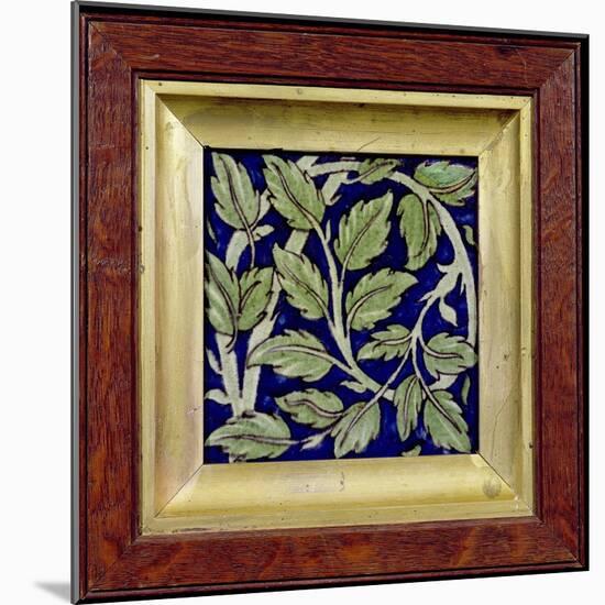 Tile with a Leaf Design (Pottery)-William De Morgan-Mounted Giclee Print