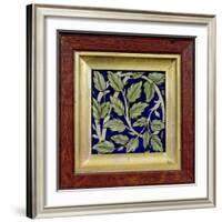 Tile with a Leaf Design (Pottery)-William De Morgan-Framed Giclee Print