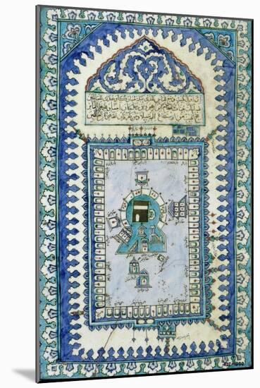 Tile with a Plan View of the Masjid Al-Haram, or Great Mosque, At Mecca, c.1666-null-Mounted Giclee Print