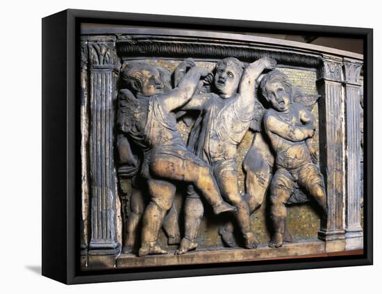 Tile with Dancing Putti-Donatello-Framed Stretched Canvas