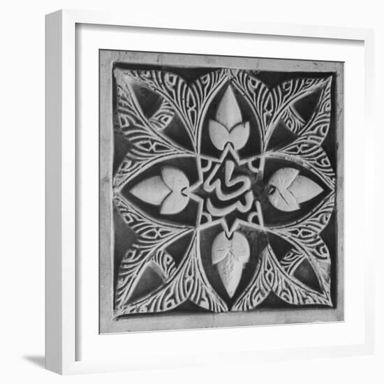 Tile with Stylized Leaves and Plant Blossoms in the Alhambra, Citadel of 13th Century Moorish Kings-David Lees-Framed Photographic Print