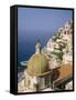 Tiled Dome of a Church Above Positano, Campania, Italy-Roy Rainford-Framed Stretched Canvas