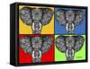 Tiled Elephants-Sartoris ART-Framed Stretched Canvas