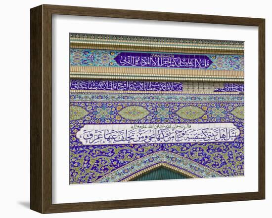 Tiled Exterior of the Imam Hussein Iranian Mosque, Bur Dubai, Dubai, UAE-Walter Bibikow-Framed Photographic Print
