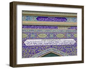 Tiled Exterior of the Imam Hussein Iranian Mosque, Bur Dubai, Dubai, UAE-Walter Bibikow-Framed Photographic Print