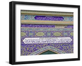Tiled Exterior of the Imam Hussein Iranian Mosque, Bur Dubai, Dubai, UAE-Walter Bibikow-Framed Photographic Print