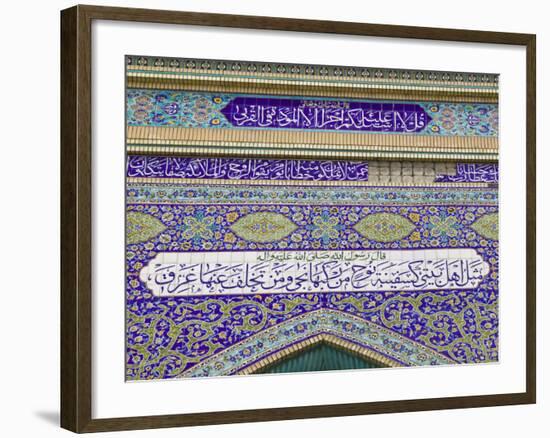 Tiled Exterior of the Imam Hussein Iranian Mosque, Bur Dubai, Dubai, UAE-Walter Bibikow-Framed Photographic Print