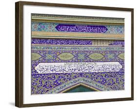 Tiled Exterior of the Imam Hussein Iranian Mosque, Bur Dubai, Dubai, UAE-Walter Bibikow-Framed Photographic Print