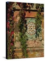 Tiled Panel on Decorative Column in Moorish Gothic Style, Quinta, Monserrate, Sintra, Portugal-Westwater Nedra-Stretched Canvas