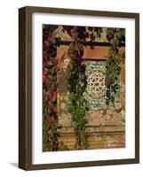 Tiled Panel on Decorative Column in Moorish Gothic Style, Quinta, Monserrate, Sintra, Portugal-Westwater Nedra-Framed Photographic Print
