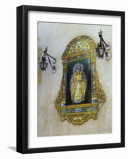 Tiled Picture of Mary and Jesus on a Street in Seville, Spain-John Warburton-lee-Framed Photographic Print