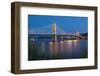 Tilikum Crossing bridge at night, Portland, Multnomah County, Oregon, USA-null-Framed Photographic Print