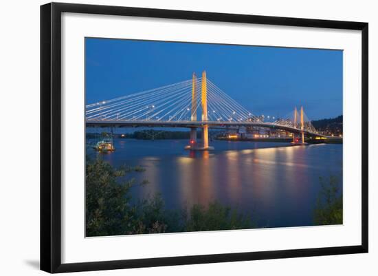 Tilikum Crossing bridge at night, Portland, Multnomah County, Oregon, USA-null-Framed Photographic Print