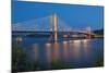 Tilikum Crossing bridge at night, Portland, Multnomah County, Oregon, USA-null-Mounted Photographic Print