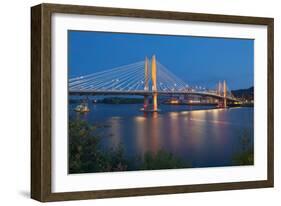 Tilikum Crossing bridge at night, Portland, Multnomah County, Oregon, USA-null-Framed Photographic Print