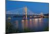 Tilikum Crossing bridge at night, Portland, Multnomah County, Oregon, USA-null-Mounted Photographic Print