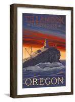 Tillamook Lighthouse, Oregon-Lantern Press-Framed Art Print