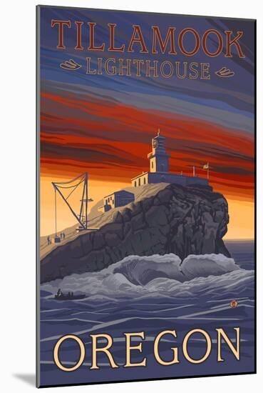 Tillamook Lighthouse, Oregon-Lantern Press-Mounted Art Print