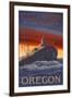 Tillamook Lighthouse, Oregon-Lantern Press-Framed Art Print