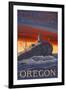 Tillamook Lighthouse, Oregon-Lantern Press-Framed Art Print