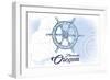 Tillamook, Oregon - Ship Wheel - Blue - Coastal Icon-Lantern Press-Framed Art Print