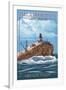 Tillamook Rock Lighthouse - Oregon Coast-Lantern Press-Framed Art Print