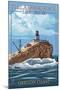 Tillamook Rock Lighthouse - Oregon Coast-Lantern Press-Mounted Art Print