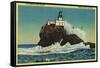 Tillimook Lighthouse - Tillimook, OR-Lantern Press-Framed Stretched Canvas