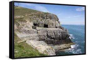 Tilly Whim Caves, Durlston Country Park, Isle of Purbeck, Dorset, England, United Kingdom, Europe-Roy Rainford-Framed Stretched Canvas