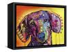 Tilt Dachshund Love, Dogs, Animals, Pets, Red Yellow, Doxie, Loving, Drips, Pop Art, Colorful-Russo Dean-Framed Stretched Canvas