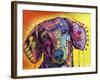 Tilt Dachshund Love, Dogs, Animals, Pets, Red Yellow, Doxie, Loving, Drips, Pop Art, Colorful-Russo Dean-Framed Giclee Print