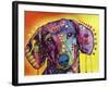 Tilt Dachshund Love, Dogs, Animals, Pets, Red Yellow, Doxie, Loving, Drips, Pop Art, Colorful-Russo Dean-Framed Giclee Print