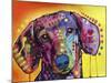 Tilt Dachshund Love, Dogs, Animals, Pets, Red Yellow, Doxie, Loving, Drips, Pop Art, Colorful-Russo Dean-Mounted Giclee Print