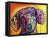 Tilt Dachshund Love, Dogs, Animals, Pets, Red Yellow, Doxie, Loving, Drips, Pop Art, Colorful-Russo Dean-Framed Stretched Canvas