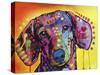 Tilt Dachshund Love, Dogs, Animals, Pets, Red Yellow, Doxie, Loving, Drips, Pop Art, Colorful-Russo Dean-Stretched Canvas