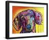 Tilt Dachshund Love, Dogs, Animals, Pets, Red Yellow, Doxie, Loving, Drips, Pop Art, Colorful-Russo Dean-Framed Giclee Print