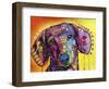 Tilt Dachshund Love, Dogs, Animals, Pets, Red Yellow, Doxie, Loving, Drips, Pop Art, Colorful-Russo Dean-Framed Premium Giclee Print