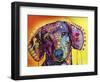 Tilt Dachshund Love, Dogs, Animals, Pets, Red Yellow, Doxie, Loving, Drips, Pop Art, Colorful-Russo Dean-Framed Premium Giclee Print