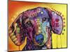Tilt Dachshund Love, Dogs, Animals, Pets, Red Yellow, Doxie, Loving, Drips, Pop Art, Colorful-Russo Dean-Mounted Premium Giclee Print