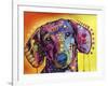 Tilt Dachshund Love, Dogs, Animals, Pets, Red Yellow, Doxie, Loving, Drips, Pop Art, Colorful-Russo Dean-Framed Giclee Print
