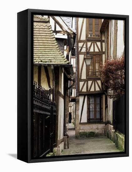 Timber-Framed Houses in a Narrow Alleyway, Rouen, Haute Normandie (Normandy), France-Pearl Bucknall-Framed Stretched Canvas