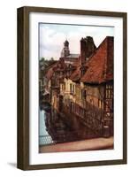 Timber Houses by the Pont De Caen in Caudebec-En-Caux, Normandy, France, C1930s-null-Framed Giclee Print