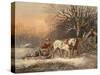 Timber Sledge in Winter, 19Th Century (Oil on Canvas)-German School-Stretched Canvas