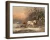 Timber Sledge in Winter, 19Th Century (Oil on Canvas)-German School-Framed Giclee Print